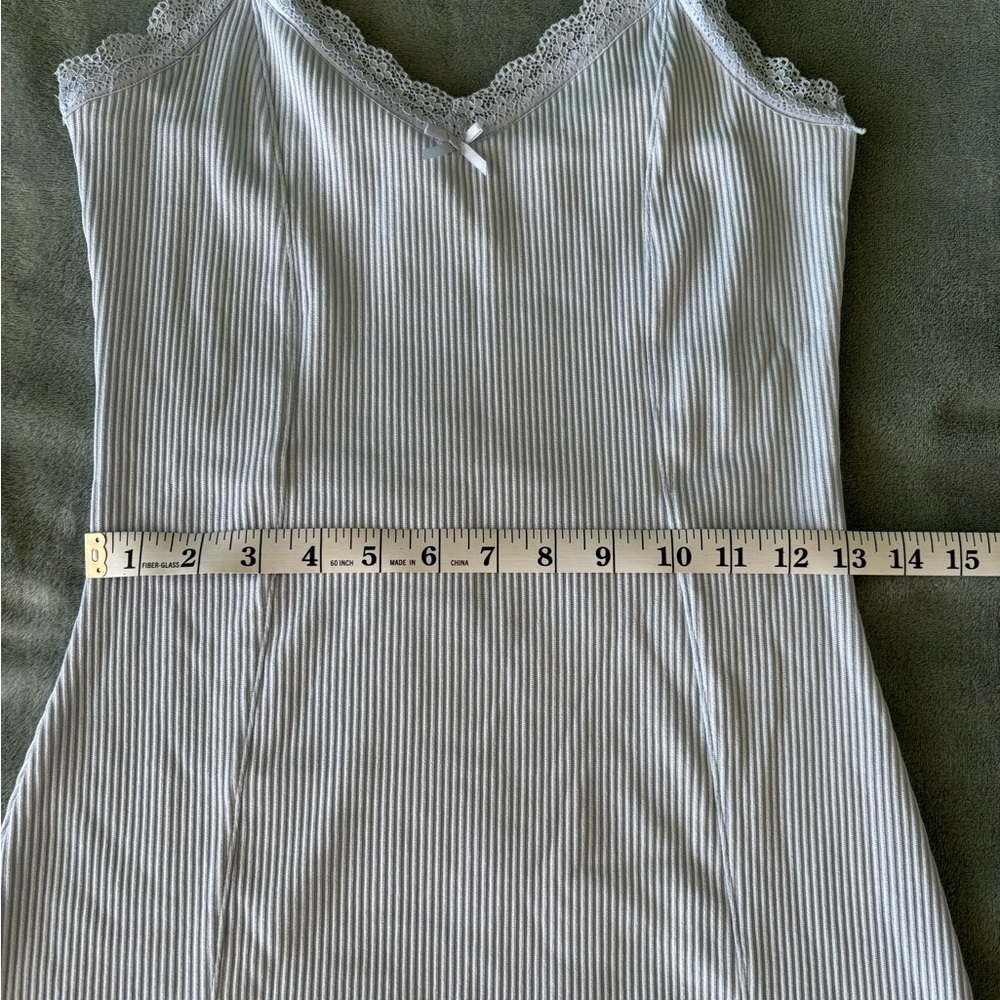 Divided Light Blue Lace-Accent Bodycon Dress - Picture 9 of 11